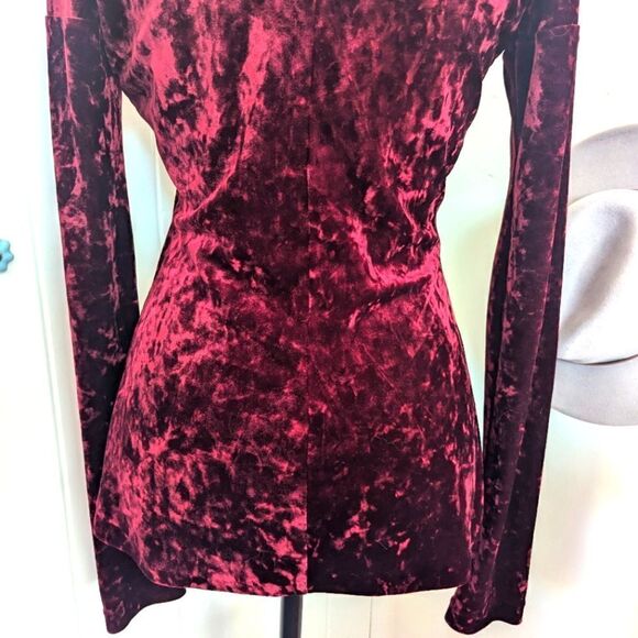 VTG Betsey Johnson Red Burnout Velvet Whimsigoth Fairy Grunge Glam Top MD/LG - Picture 6 of 9